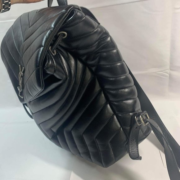 Saint Laurent Calfskin Y Quilted Monogram Medium Loulou Backpack Asphalt - Picture 6 of 16
